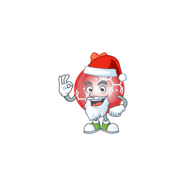 Dessin animé boule de Noël rouge avec caractère Père Noël claus — Image vectorielle
