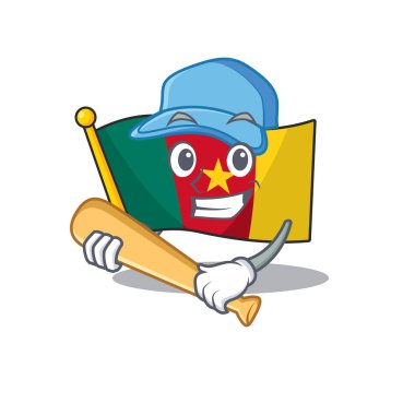 Beyzbol oynayan karakter biçimindeki flamalı kamera karikatürü