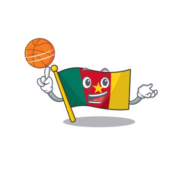 Basketbol formundaki karakterli flamalı kamera karikatürü