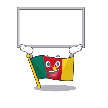 Pano bayraklı kamera karikatürü karakter şeklinde.