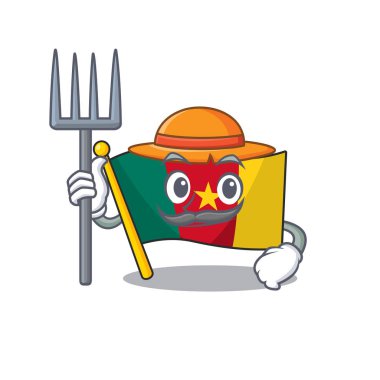 Karakter çiftçisi şeklinde bayrak kamerası karikatürü.