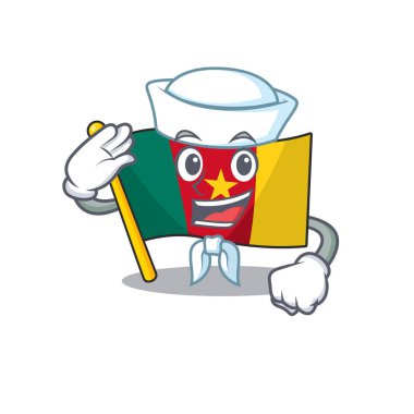 Denizci bayraklı kamerun karakteri.