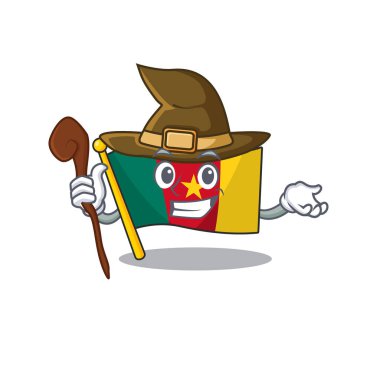 Bayrak kamerası maskotu cadı şirin ile izole