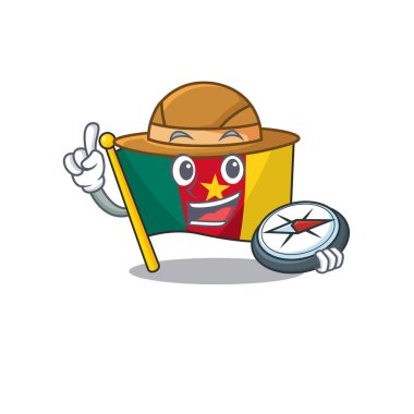 Bayrak kamerun maskotu, pusula ile izole edilmiş.