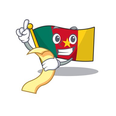 Bayrak kamerun maskotu şirin bir fatura ile izole edilmiş.