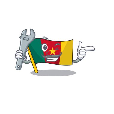 Masa karikatürünün üzerinde bayrak kamerası tamircisi