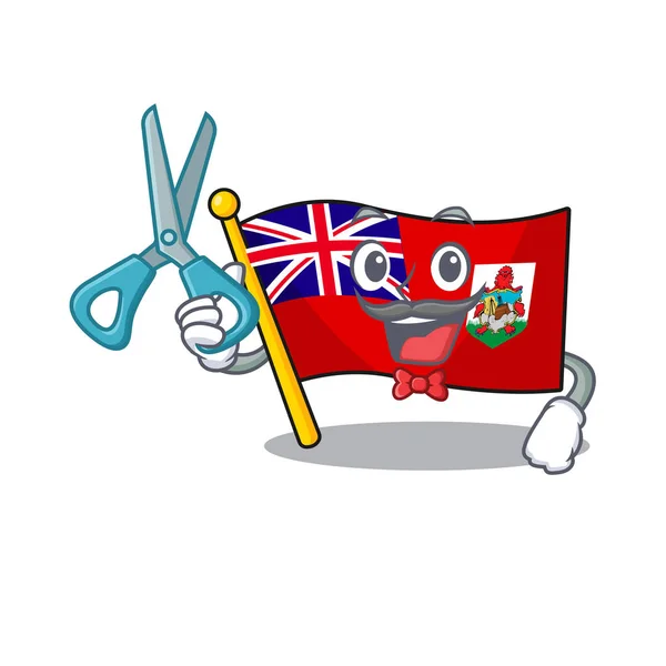 Bermuda bandeira barbeiro desenhos animados em forma de personagem — Vetor de Stock