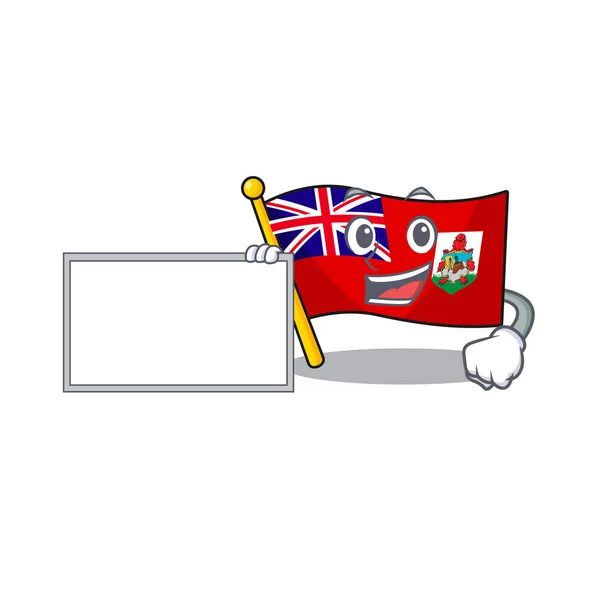 Bandeira bermuda desenhos animados com forma de personagem bordo — Vetor de Stock