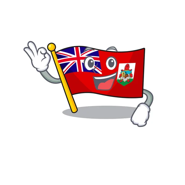 Ilustração bandeira bermuda no ok mascote — Vetor de Stock