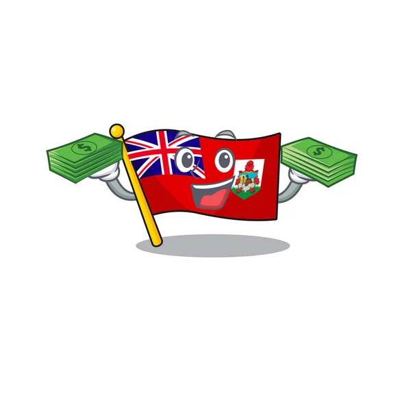 Holding money flag bermuda isolated cartoon the mascot — Stock Vector