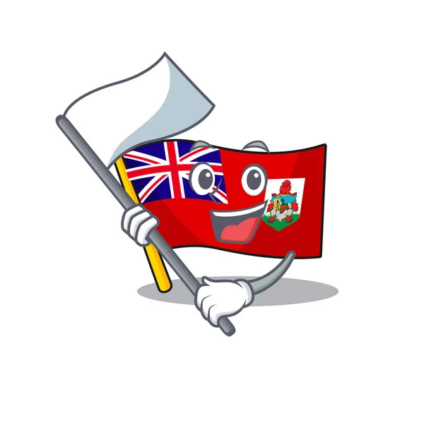 Bandeira vetorial bermuda cartoon trazer bandeira no pólo — Vetor de Stock