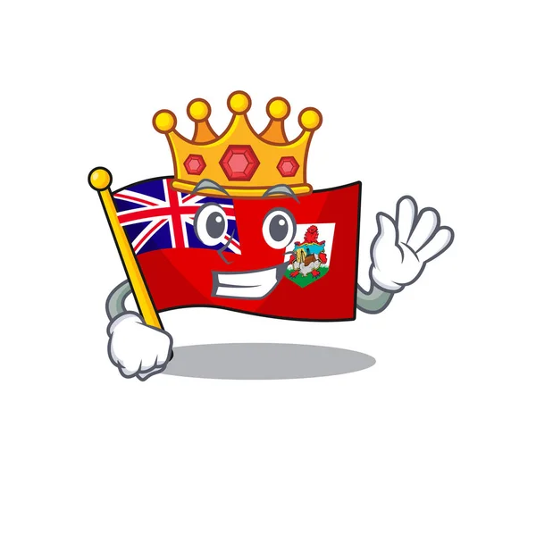 Wektor flaga bermudy kreskówka na kij król — Wektor stockowy