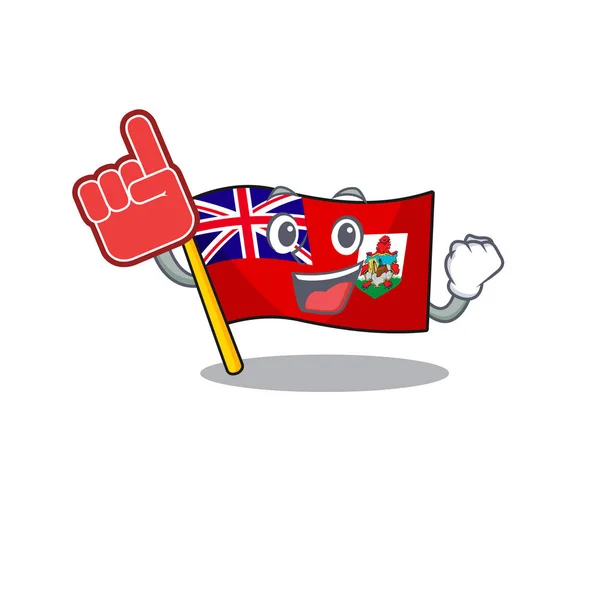 Bandeira vetorial bermuda espuma dedo desenhos animados no pólo — Vetor de Stock