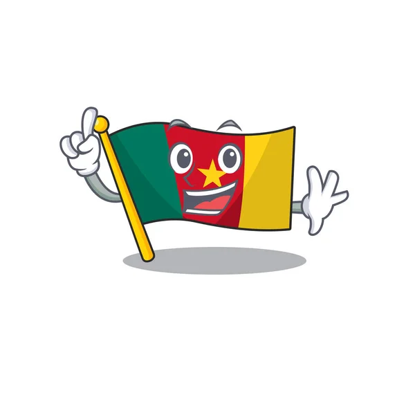 Dito bandiera camerun sopra il tavolo cartone animato — Vettoriale Stock