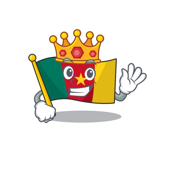 Bandeira camarões acima do rei a mesa dos desenhos animados — Vetor de Stock