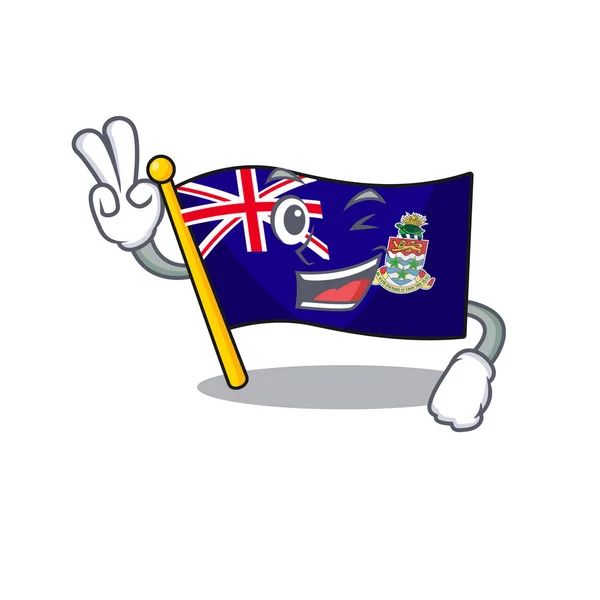 Vlajka kajmanské ostrovy izolované dva prsty s karikaturou — Stockový vektor