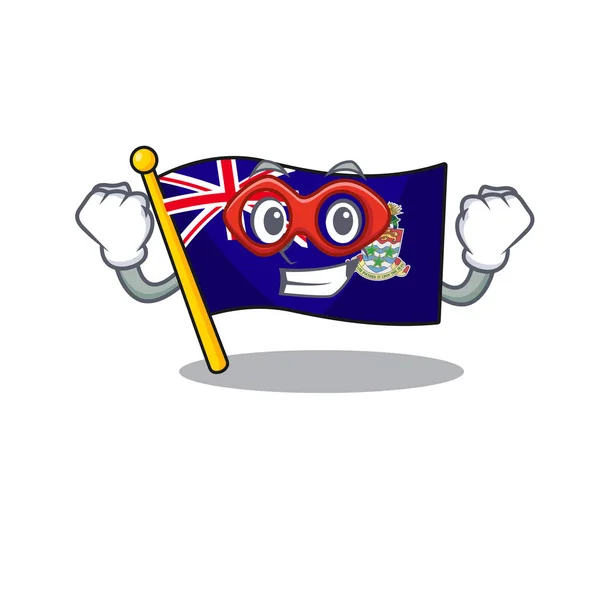 Flag cayman islands isolated super hero with cartoon — Stock Vector