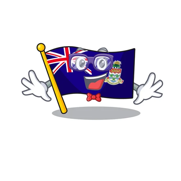 Flag cayman islands isolated geek with cartoon — Stock Vector