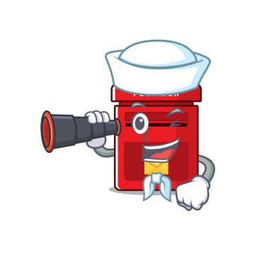 Elinde dürbünlü bir maskot olan bir denizcinin posta kutusu.