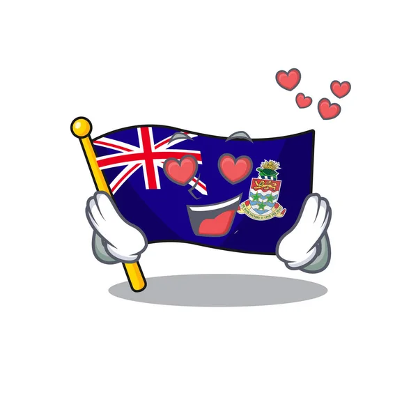 Flag cayman islands in character shape in love — Stock Vector