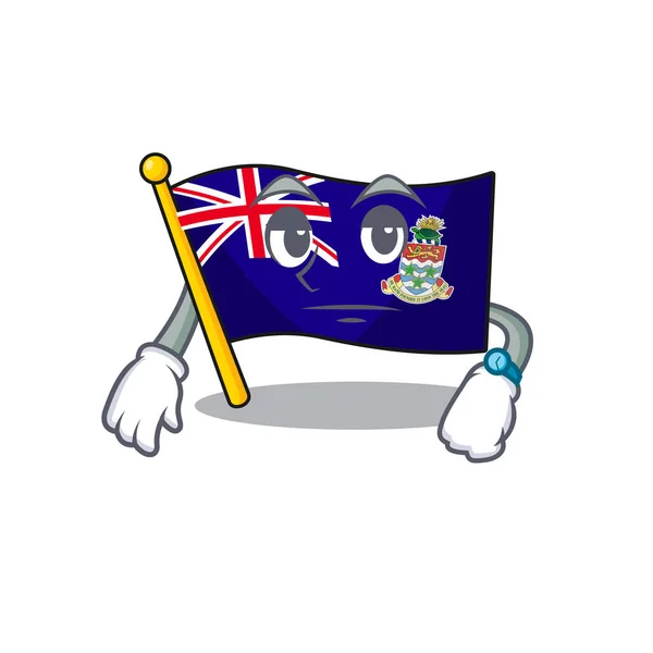 Čekání šťastný vlajky kajmanské ostrovy s karikaturou — Stockový vektor