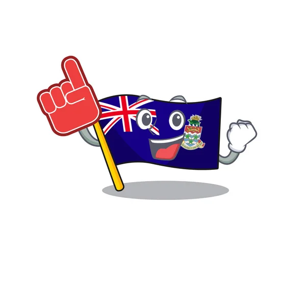 Pěna prst šťastný vlajky kajmanské ostrovy s karikaturou — Stockový vektor