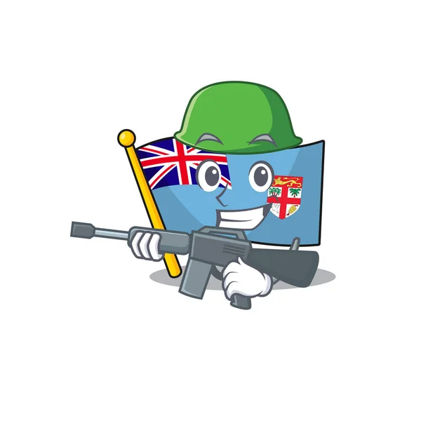 Flagga fiji isolerad i armén maskot — Stock vektor
