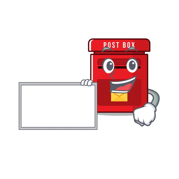 With board happy mailbox in with cartoon cute — Stock Vector