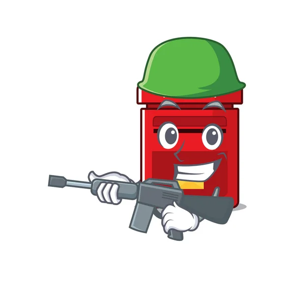 Army happy mailbox in with cartoon cute — Stock Vector