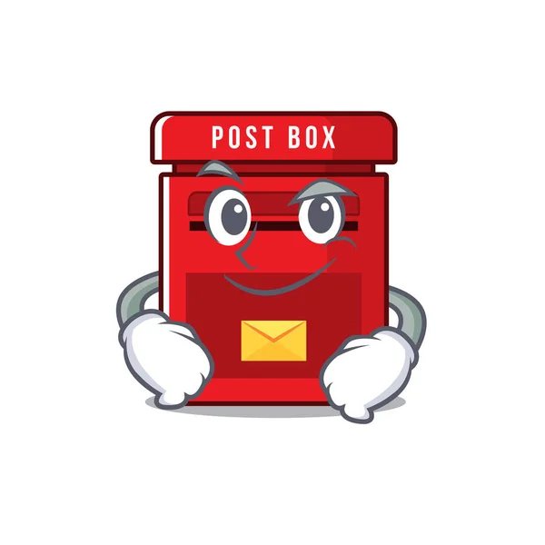 Caixa de correio se apega sorrindo para bonito desenho animado parede — Vetor de Stock