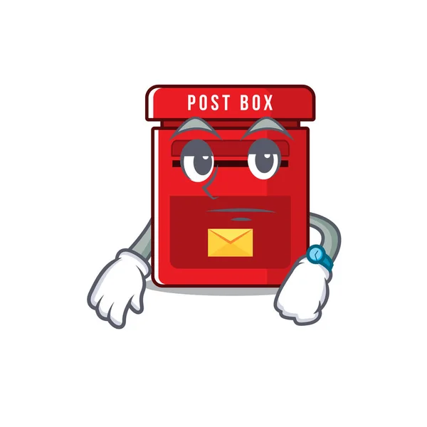 Caixa de correio com um o desenho animado mascote esperando — Vetor de Stock