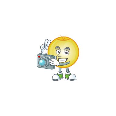 Altın noel balosunda karakter fotoğrafçısı.