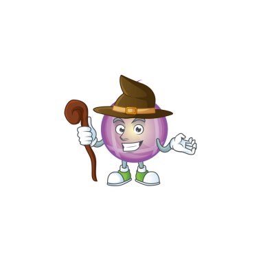 Mutlu cadılar bayramı sarı noel balosu cadı çizgi film tarzı.