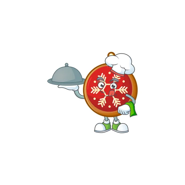 Palla di Natale rossa come chef con il design dei cartoni animati alimentari . — Vettoriale Stock