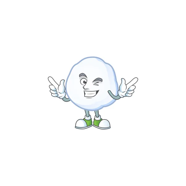 Estilo engraçado personagem de desenhos animados de bola de neve com olho Wink — Vetor de Stock