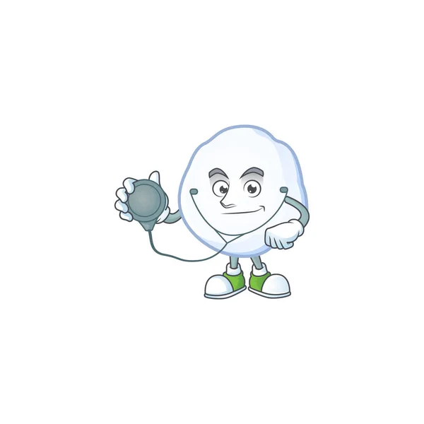 Bola de nieve estilo mascota de dibujos animados en un traje de Doctor con herramientas — Vector de stock