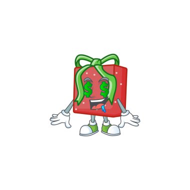 Para gözü çizgi film karakter tasarımlı kırmızı hediye kutusu