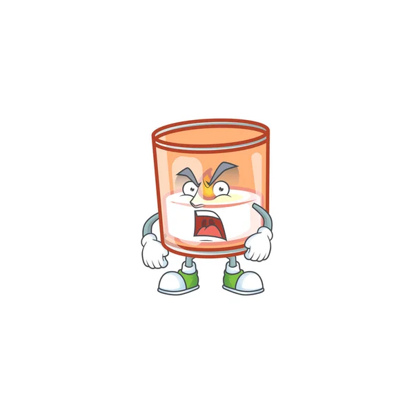 Mascote de vela com raiva em design de personagens de desenhos animados de vidro — Vetor de Stock