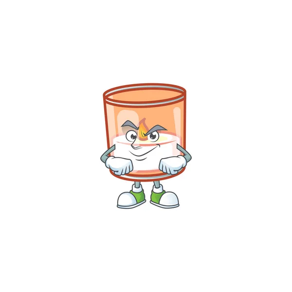 Candle in glass mascot cartoon style with Smirking face — Stock Vector