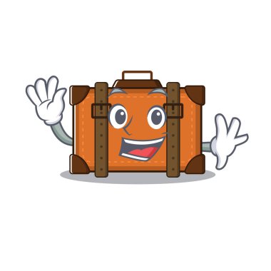 Çizgi filmde maskotla el sallayan bavul