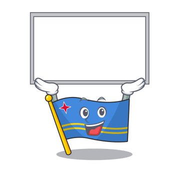 Aruba bayrağı karikatür ile izole edildi.