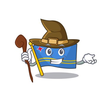 Aruba bayrağı çizgi film cadısıyla gülümsüyor.