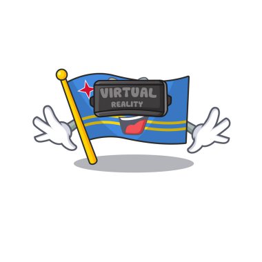 Sanal gerçeklikle gülümseyen aruba bayrağı.