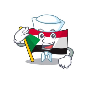 Cheerful sailor cartoon flag sudan with mascot vector