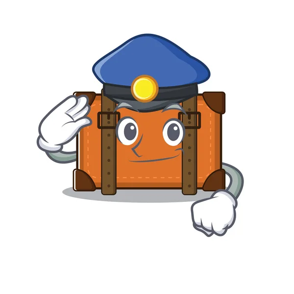 Polisen söt resväska med tecknad form — Stock vektor