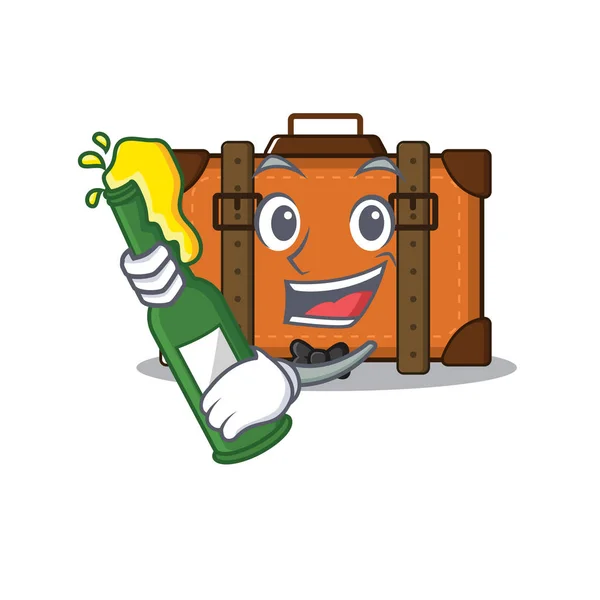 Suitcase with in the cartoon bring beer shape — Stock Vector
