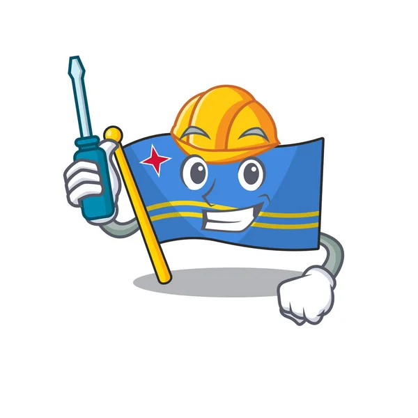 Bandeira personagem aruba automotivo mascote estilo cartoon —  Vetores de Stock