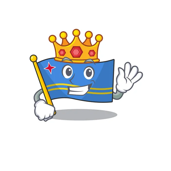 Bandeira aruba personagem rei desenho animado estilo mascote —  Vetores de Stock