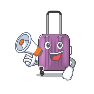 Elinde megafon maskot tarzı seyahat çantasıyla çok şirin.