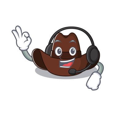 Çizgi film karakteri kulaklıklı kovboy şapkası.